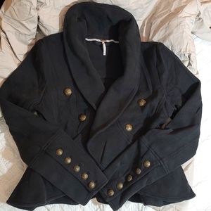Free people black military style fashion jacket